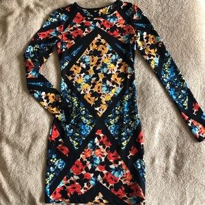 Topshop color block flower dress